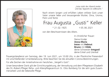 Anzeige von Augusta Keller von MGO