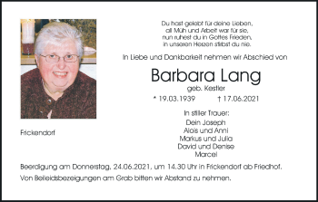 Anzeige von Barbara Lang von MGO