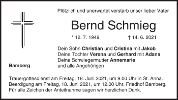 Anzeige von Bernd Schmieg von MGO