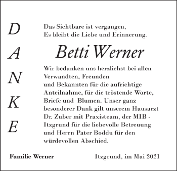 Anzeige von Betti Werner von MGO