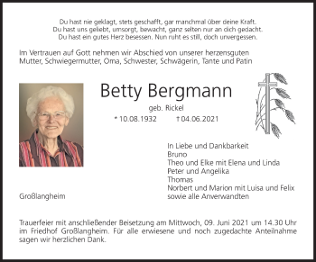 Anzeige von Betty Bergmann von MGO
