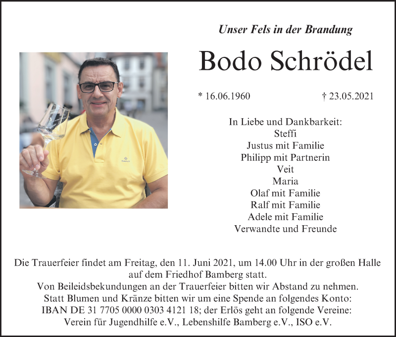  Traueranzeige für Bodo Schrödel vom 05.06.2021 aus MGO