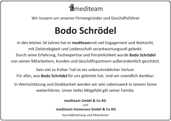 Anzeige von Bodo Schrödel von MGO