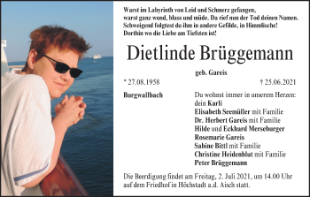 Anzeige von Dietlinde Brüggemann von MGO