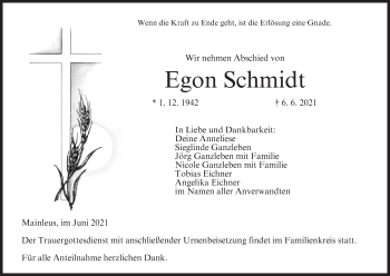 Anzeige von Egon Schmidt von MGO