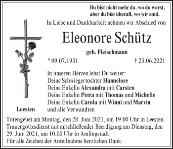 Anzeige von Eleonore Schütz von MGO