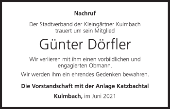 Anzeige von Günter Dörfler von MGO
