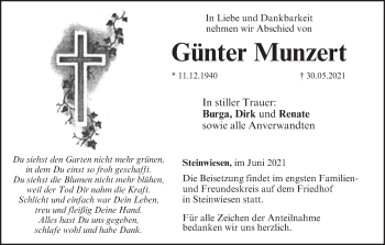 Anzeige von Günter Munzert von MGO