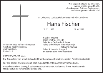 Anzeige von Hans Fischer von MGO