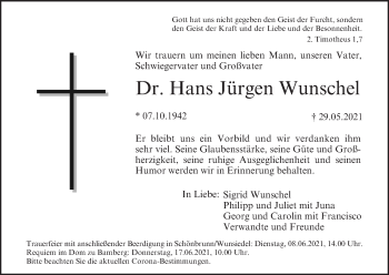 Anzeige von Hans Jürgen Wunschel von MGO