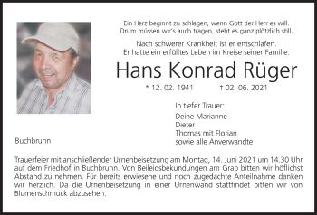 Anzeige von Hans Konrad Rüger von MGO
