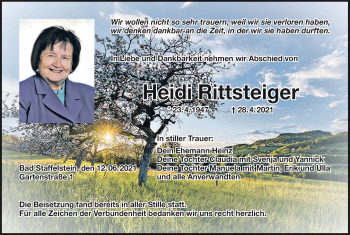 Anzeige von Heidi Rittsteiger von MGO