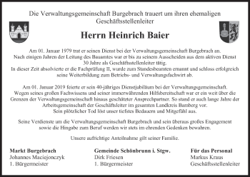 Anzeige von Heinrich Baier von MGO