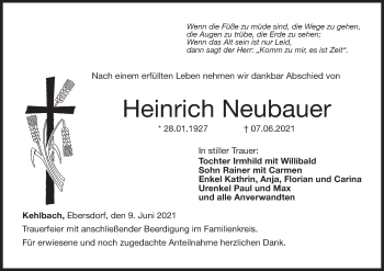 Anzeige von Heinrich Neubauer von MGO