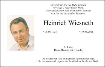 Anzeige von Heinrich Wiesneth von MGO