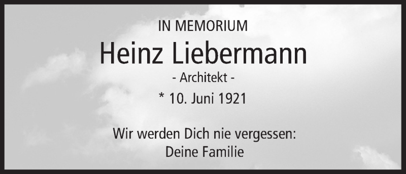  Traueranzeige für Heinz Liebermann vom 10.06.2021 aus MGO