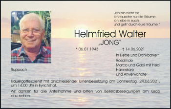 Anzeige von Helmfried Walter von MGO