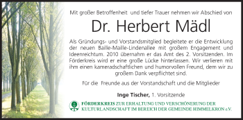 Anzeige von Herbert Mädl von MGO