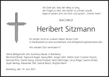 Anzeige von Heribert Sitzmann von MGO