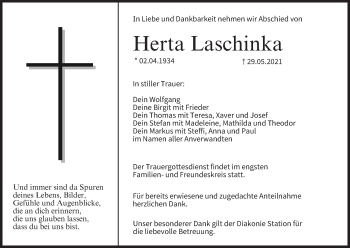 Anzeige von Herta Laschinka von MGO
