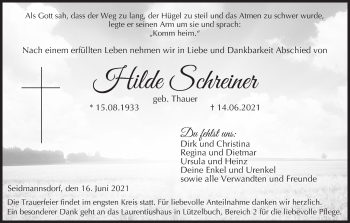 Anzeige von Hilde Schreiner von MGO