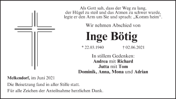Anzeige von Inge Bötig von MGO