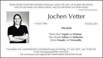 Anzeige von Jochen Vetter von MGO