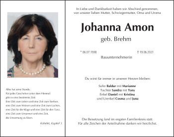Anzeige von Johanna Amon von MGO