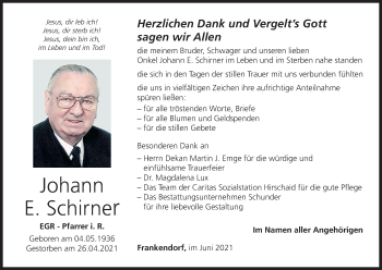 Anzeige von Johann E. Schirner von MGO
