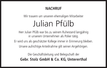 Anzeige von Julian Pfülb von MGO