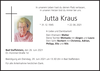 Anzeige von Jutta Kraus von MGO