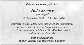 Anzeige von Jutta Krause von MGO