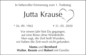 Anzeige von Jutta Krause von MGO