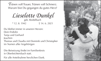 Anzeige von Lieselotte Dunkel von MGO