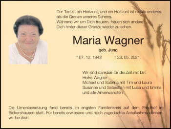Anzeige von Maria Wagner von MGO