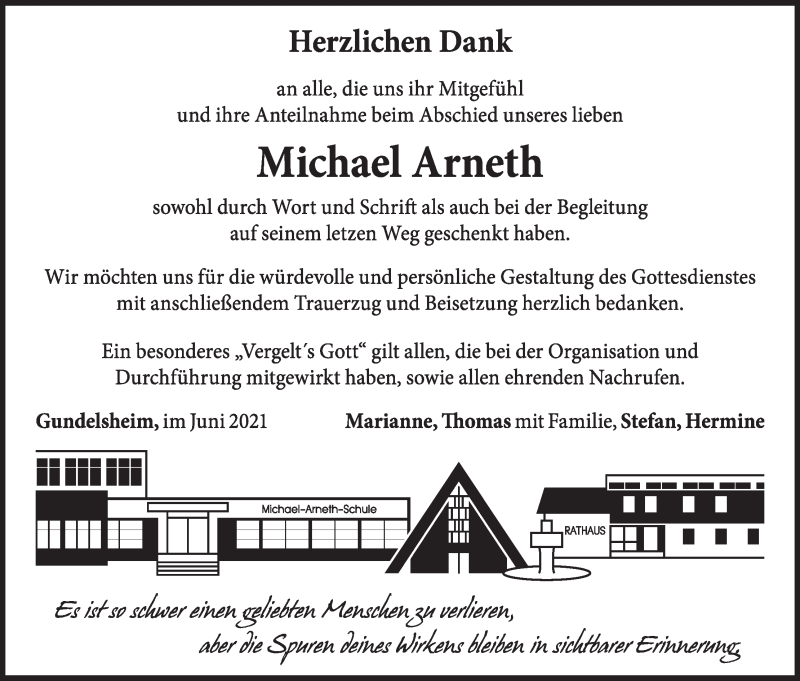  Traueranzeige für Michael Arneth vom 12.06.2021 aus MGO
