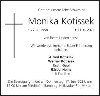 Anzeige von Monika Kotissek von MGO
