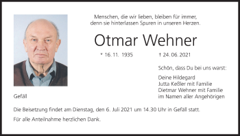 Anzeige von Otmar Wehner von MGO