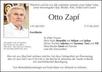 Anzeige von Otto Zapf von MGO