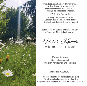 Anzeige von Peter Knoch von MGO