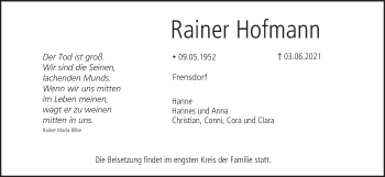 Anzeige von Rainer Hofmann von MGO