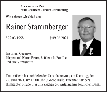 Anzeige von Rainer Stammberger von MGO