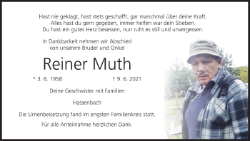 Anzeige von Reiner Muth von MGO