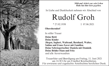Anzeige von Rudolf Groh von MGO