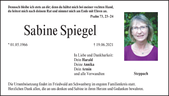 Anzeige von Sabine Spiegel von MGO