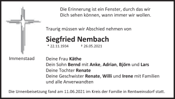 Anzeige von Siegfried Nembach von MGO