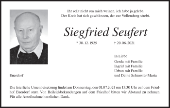 Anzeige von Siegfried Seufert von MGO