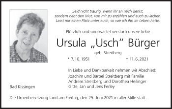 Anzeige von Ursula  Bürger von MGO