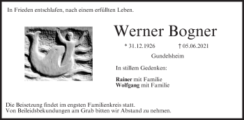 Anzeige von Werner Bogner von MGO