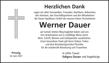 Anzeige von Werner Dauer von MGO